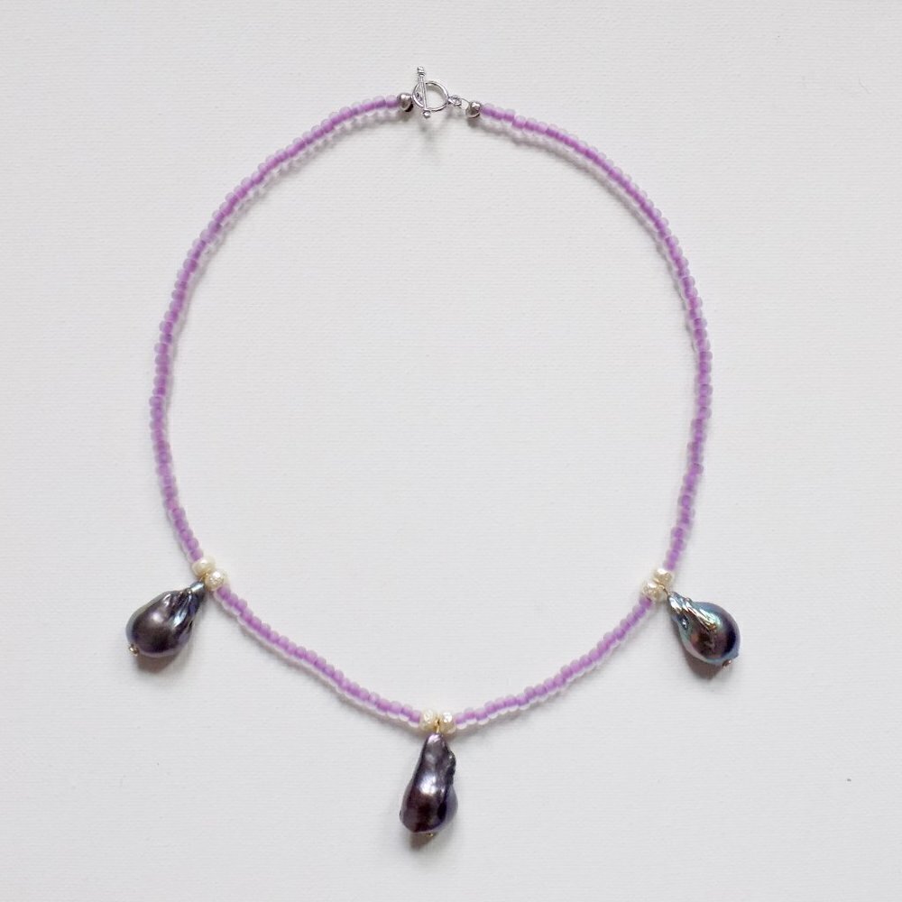 handmade beaded choker baroque pearls freshwater colorful chic indie trendy